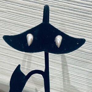 Georg Jensen Denmark Teardrop Sterling Silver pierced Vintage 60s w/backs